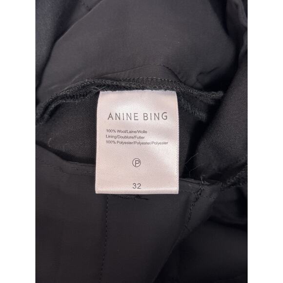 New Anine Bing Classic Pants 32 / US 2 Womens Black Wool Slim Straight Trouser - Picture 7 of 8